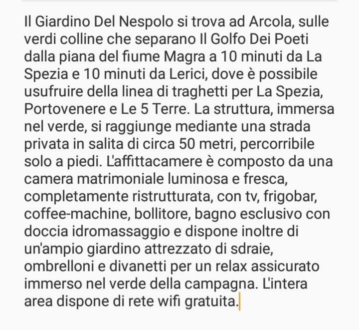 Il Giardino Del Nespolo Hotel Arcola Eksteriør billede