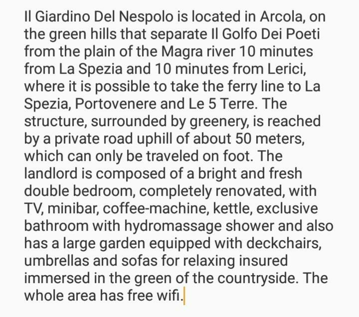 Il Giardino Del Nespolo Hotel Arcola Eksteriør billede